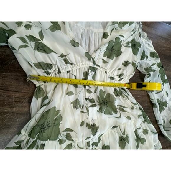 LULUS,Maxi, Sheer, Tiered Layers Prairie Dress,Split Sleeve, Size S, Flowing, - Picture 9 of 15